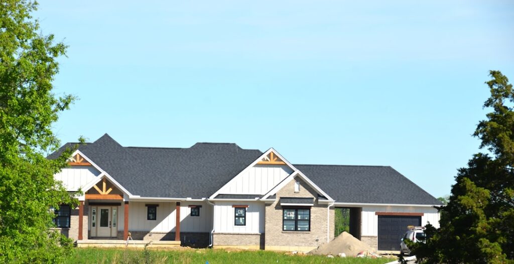 asphalt shingles on a modern home
