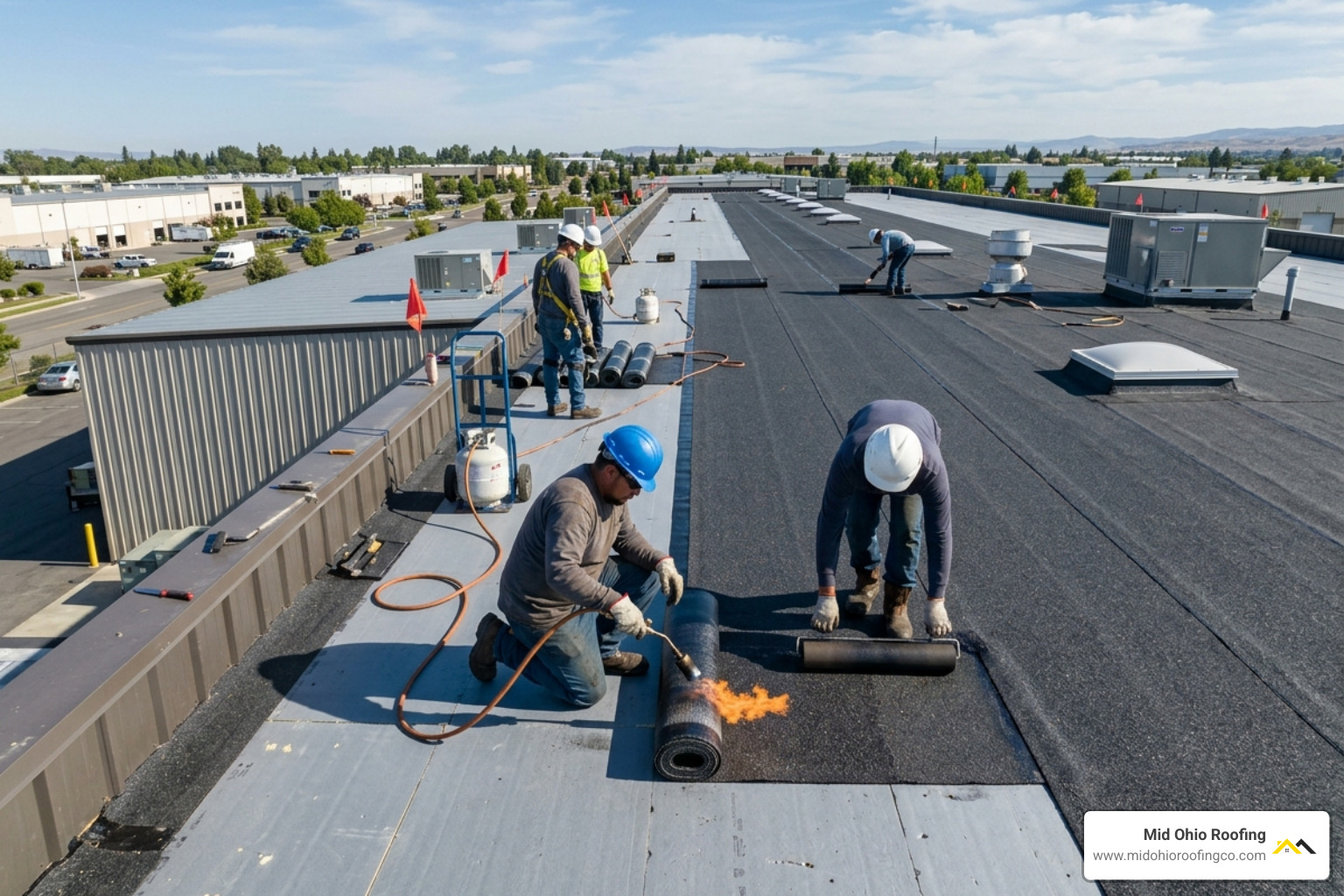 modified bitumen systems commercial flat roof installation